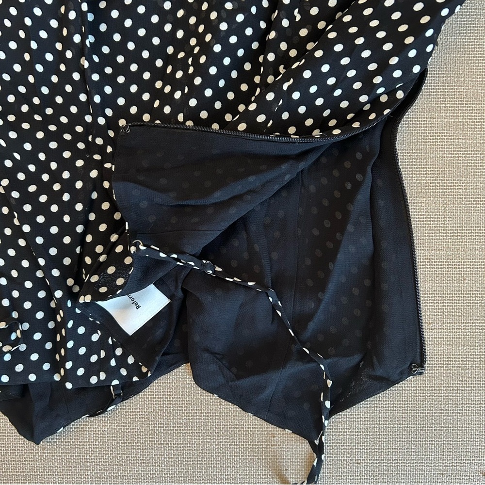 Reformation Annelise Mini Dress - Caviar Polka Dots Causal Party French Vacation - Picture 8 of 13